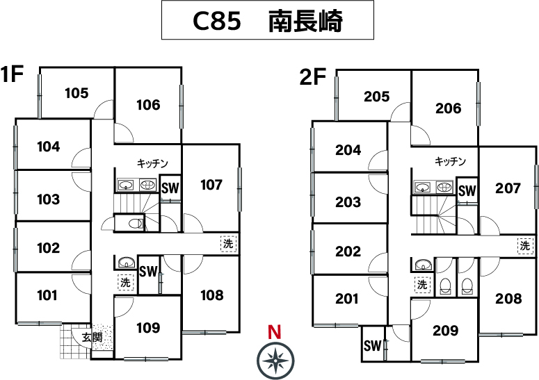 C85/L303 Tokyoβ Ochiai Minami-nagasaki 3間取り図