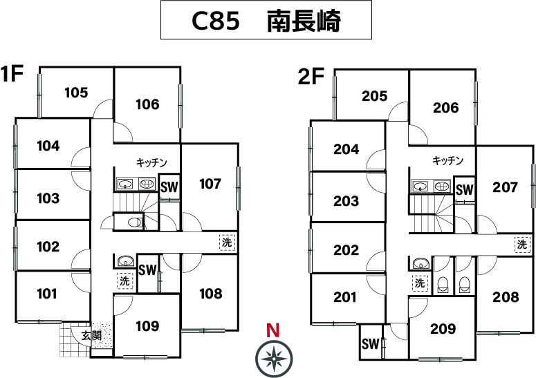 C85/L303 Tokyoβ Ochiai Minami-nagasaki 3 (co-living house Minami-nagasaki)間取り図