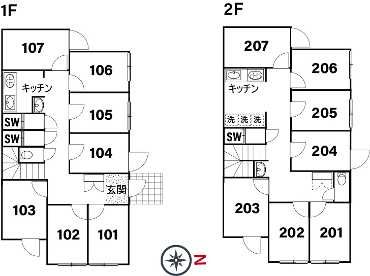 C72/J341 Tokyoβ Senkawa 4 (co-living house SenkawaⅡ)間取り図