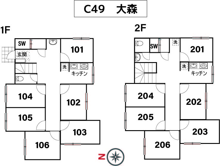 C49/L331 Tokyoβ 西大井8（コリビングハウス大森）間取り図