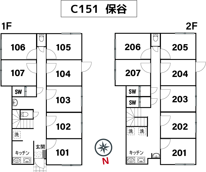 C151/L199 Tokyoβ 保谷14（コリビングハウス保谷）間取り図