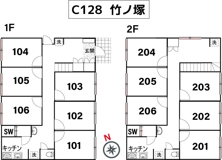 C128 コリビングハウス竹ノ塚Ⅲ間取り図