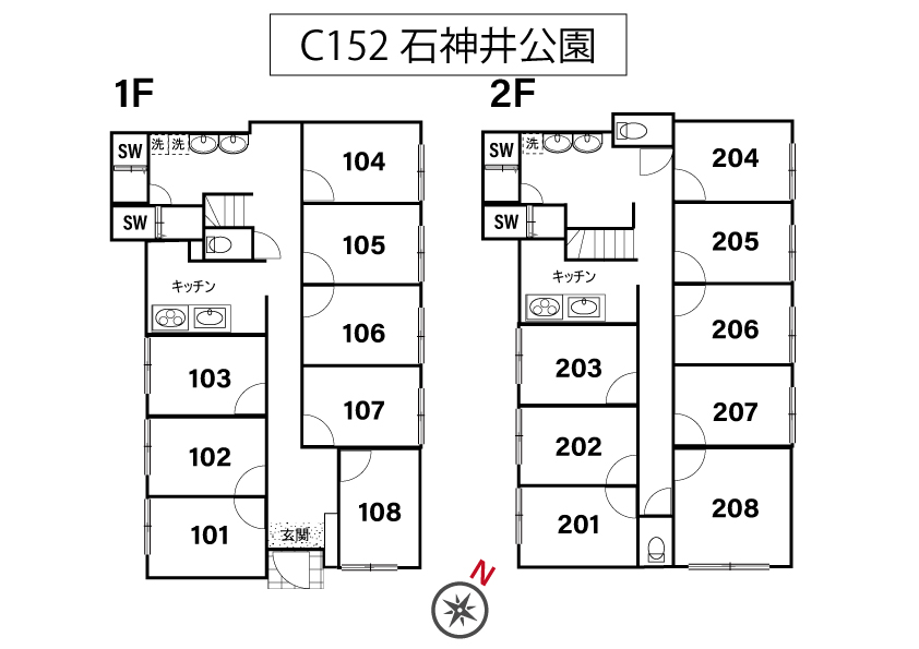 C152/J192 Tokyoβ 石神井公園3（コリビングハウス石神井公園）間取り図