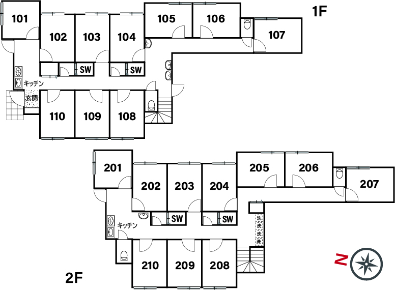C140 co-living house Asagaya Ⅲ 間取り図