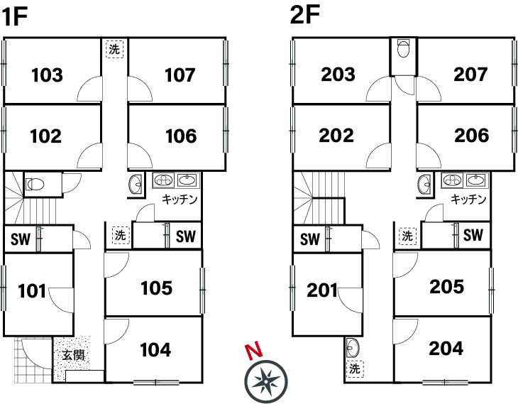 C134/K135 Tokyoβ Umejima 14 (co-living house Umejima Ⅱ)間取り図