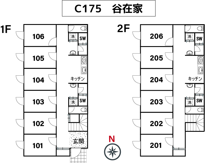 C175/L202 Tokyoβ 谷在家6（コリビングハウス谷在家Ⅱ）間取り図