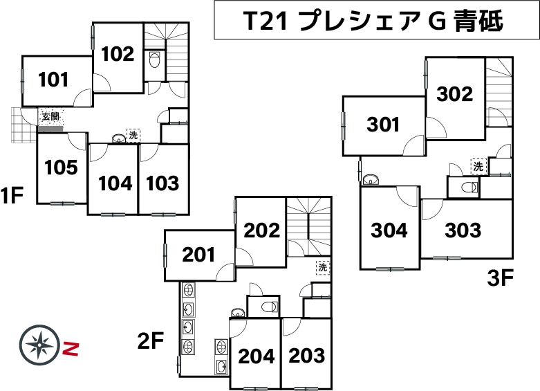 T21/F6 TOKYO β 青砥3間取り図