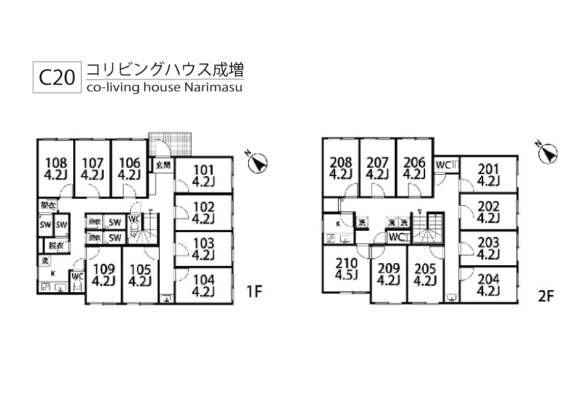 C20/K500 Tokyoβ Narimasu (co-living house Narimasu)間取り図
