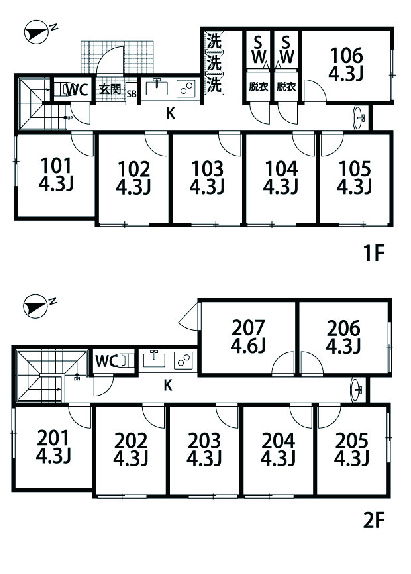 C14 co-living house Shimo-Igusa間取り図