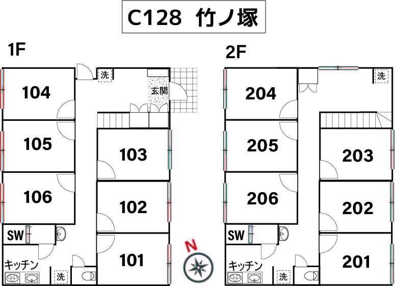 C128 Co-living house竹之塚Ⅲ間取り図