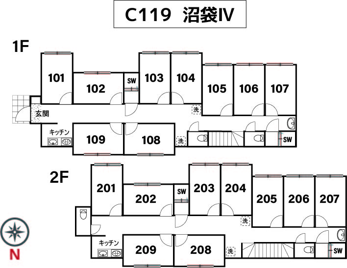 C119/J314 Tokyoβ 沼袋10（コリビングハウス沼袋Ⅳ）間取り図