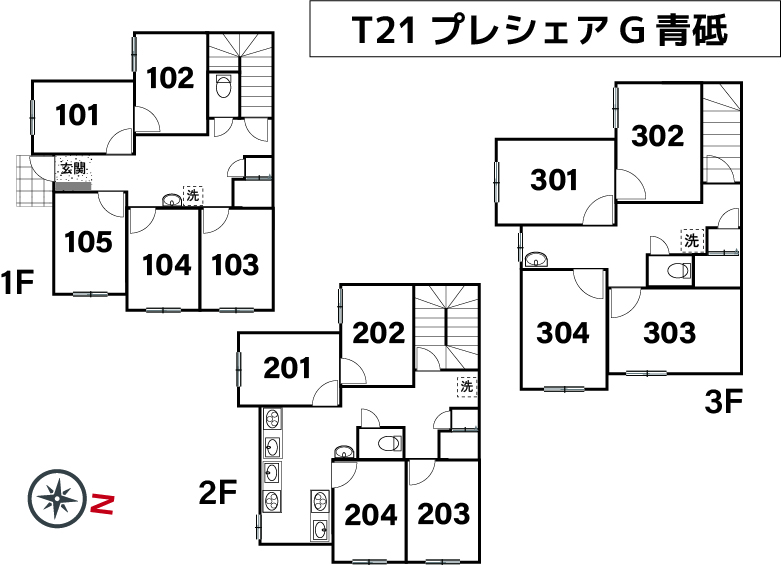 T21/F6 TOKYO β 아오토3 (프레쉐어G 아오토)間取り図
