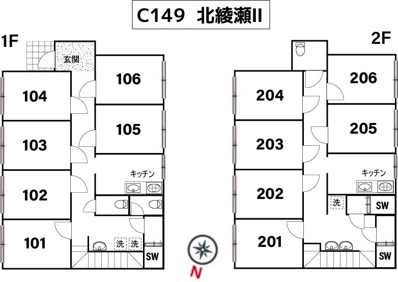 C149/K89 Tokyoβ 北綾瀬12（コリビングハウス北綾瀬Ⅱ）間取り図