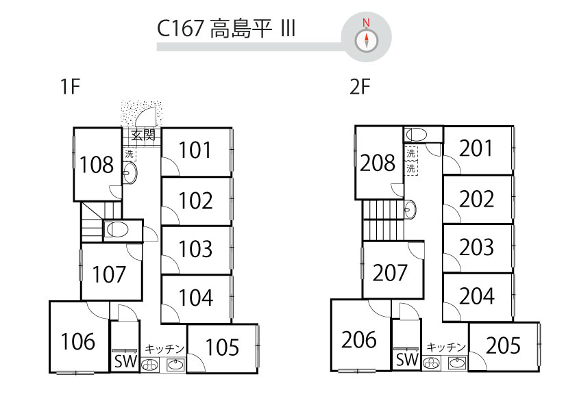 C167/L200 Tokyoβ 高島平1（コリビングハウス高島平Ⅲ）間取り図