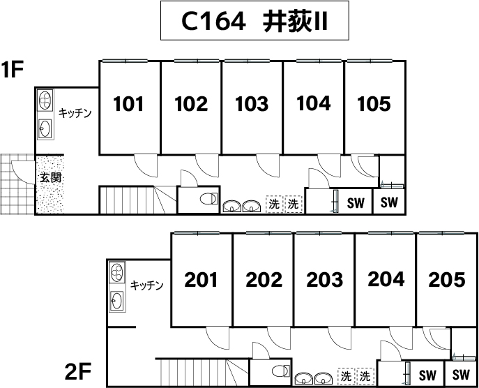 C164 co-living house IogiⅡ間取り図