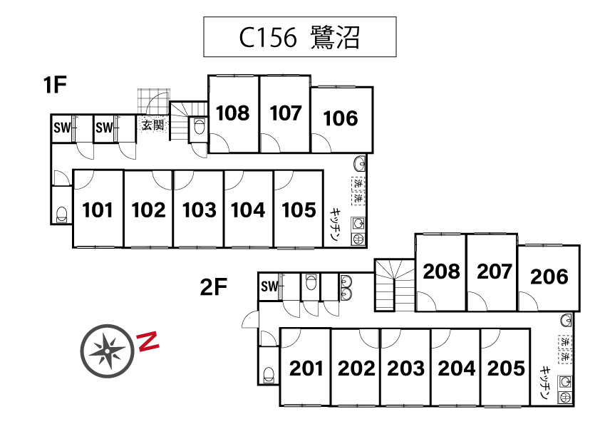 C156/K160 Tokyoβ Saginuma (co-living house Saginuma) 間取り図