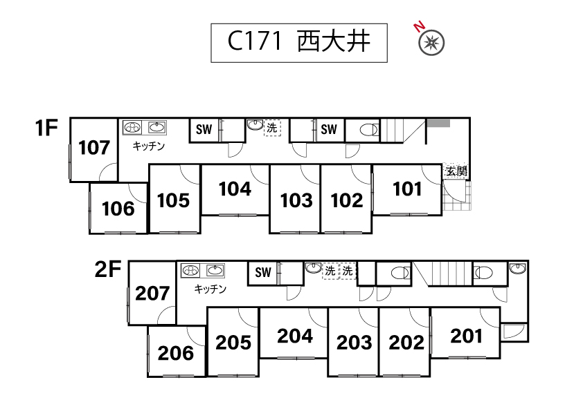 C171/L306 Tokyoβ Nishioi 7 (co-living house Nishi-oi9 間取り図