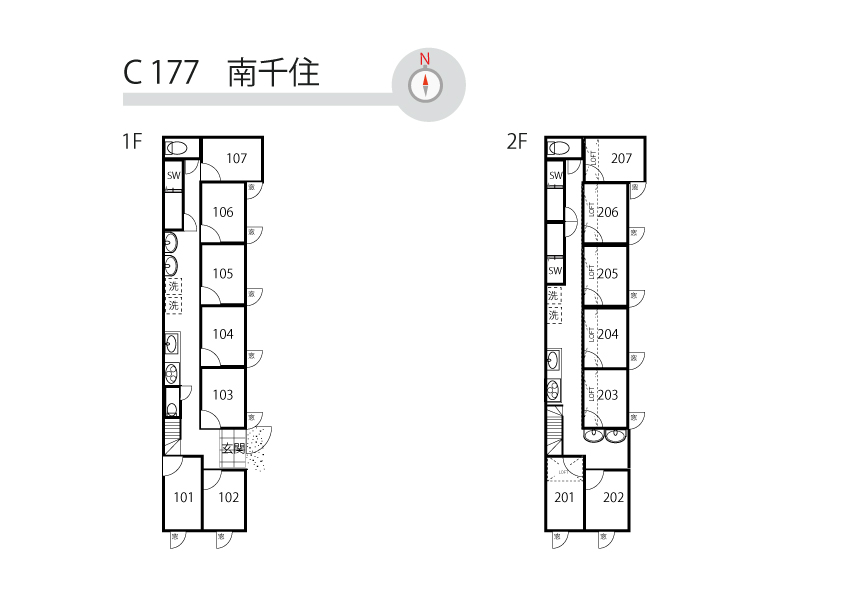 C177/K411 Tokyoβ Minami-senju 1 (co-living house Minami-senju)間取り図