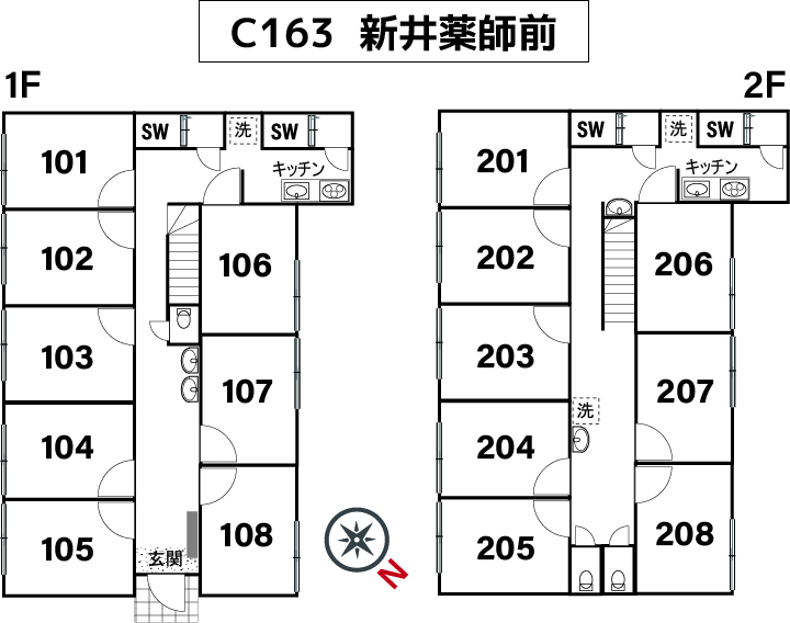 C163 co-living house Araiyakushi間取り図
