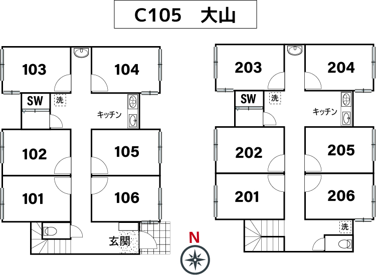 C105/J233 Tokyoβ Oyama 1 (co-living house Oyama)間取り図