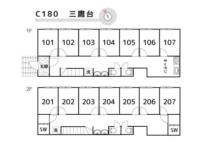 C180/L188 Tokyoβ 三鷹台3間取り図