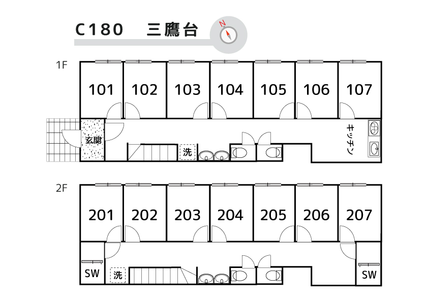 C180/L188 Tokyoβ 三鷹台3（コリビングハウス三鷹台）間取り図
