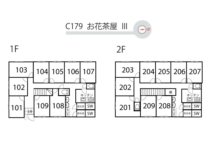 C179/J209 Tokyoβ Ohanajaya 9 (co-living house OhanajayaⅢ)間取り図