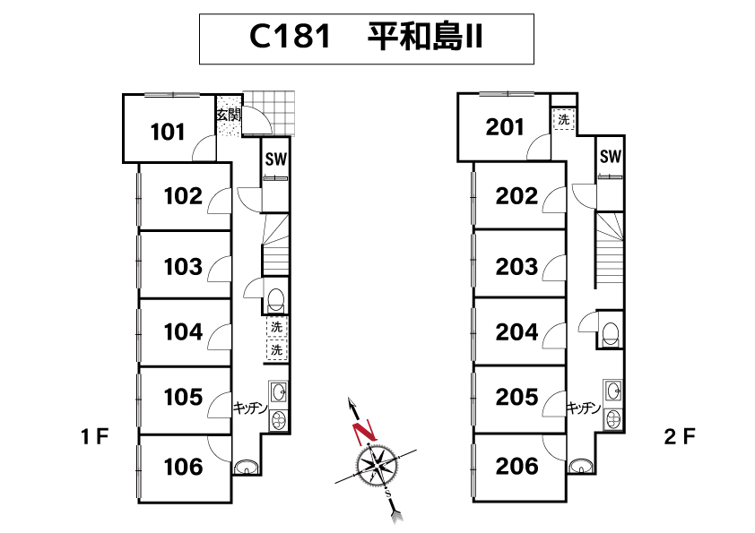 C181 co-living house Heiwajima Ⅱ (co-living house HeiwajimaⅡ)間取り図