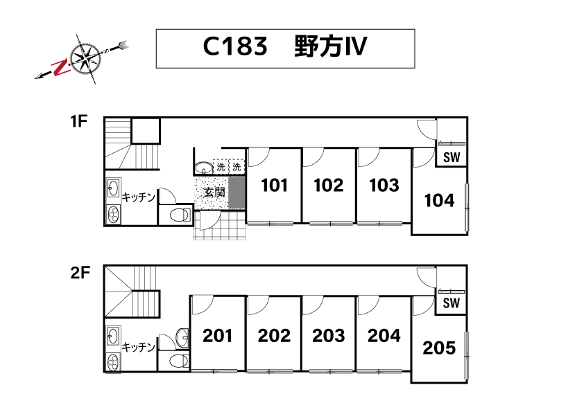 C183/J154 Tokyoβ Nogata 19 (co-living house NogataⅣ)間取り図