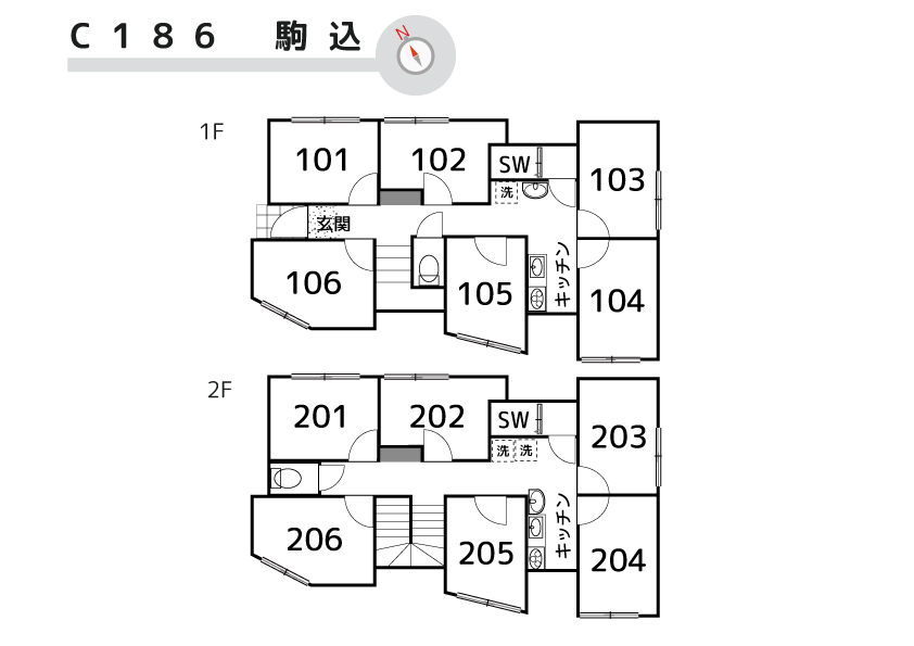 C186/K501 Tokyoβ Kaminakazato 2間取り図