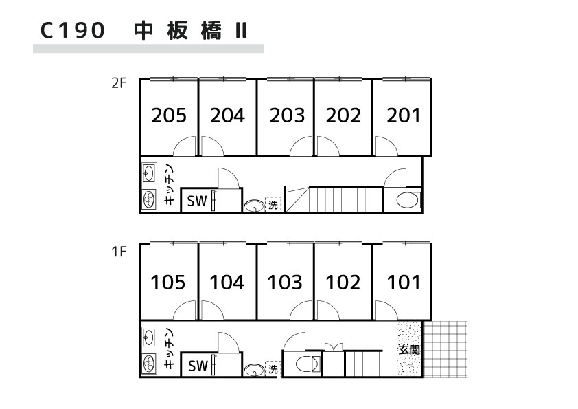 C190/L118 Tokyoβ Naka-itabashi 5 (co-living house Naka-itabashiⅡ)間取り図