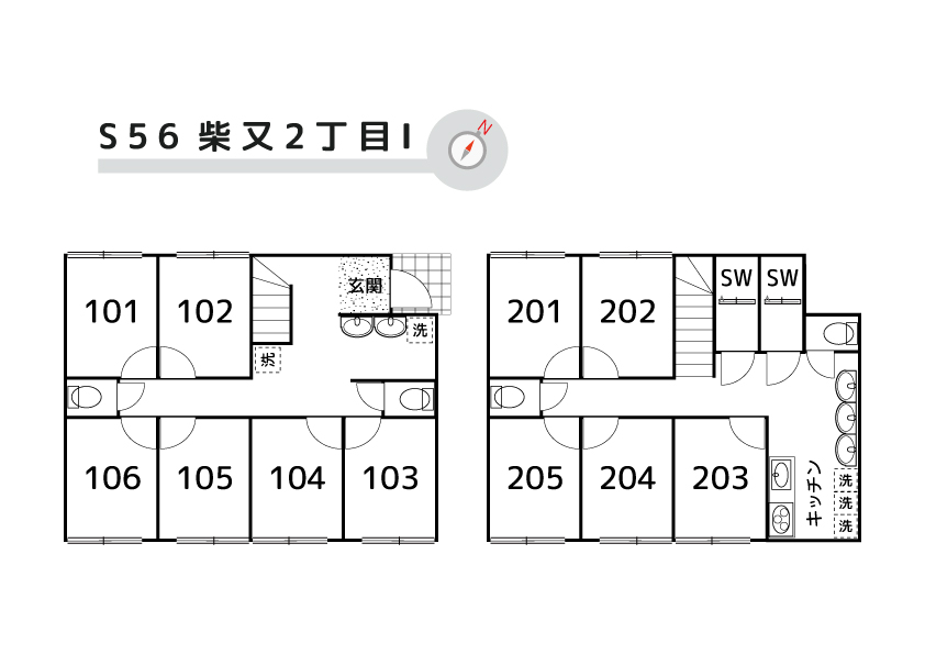 S56/K125 Tokyoβ Shibamata 1 (NOARK Shibamata 2-chomeⅠ)間取り図