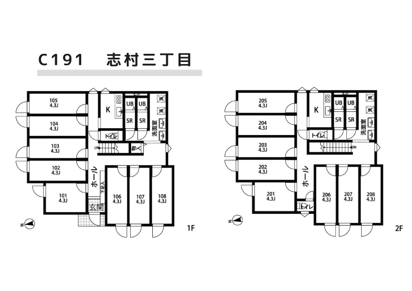 C191/L155 Tokyoβ Shimura-sanchome 9 (co-living house Shimura-sanchome)間取り図