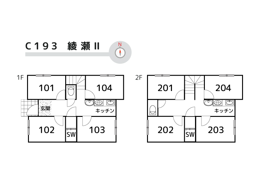 C193/K236 Tokyoβ Ayase 6 (co-living house AyaseⅡ)間取り図