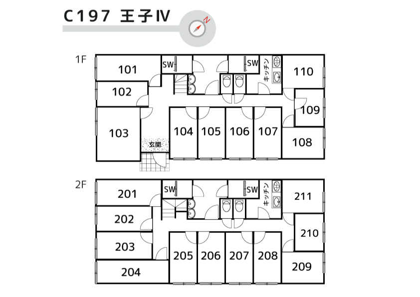 C197/J189 Tokyoβ Sakaecho (co-living house Oji Ⅳ)間取り図