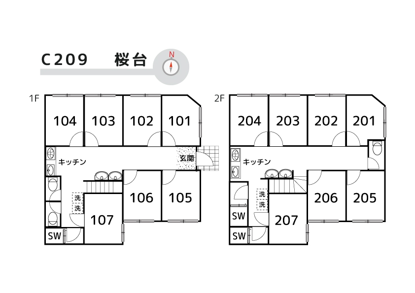 C209/K170 Tokyoβ 桜台4 (Co-living house桜台)間取り図