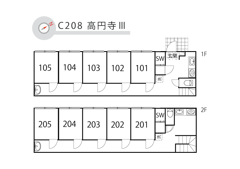 C208/K7 Tokyoβ Nogata 21 (co-living house KoenjiⅢ)間取り図