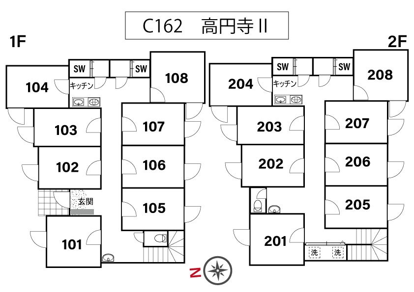 C162/K77 Tokyoβ Nogata 22 (co-living house KoenjiⅡ)間取り図