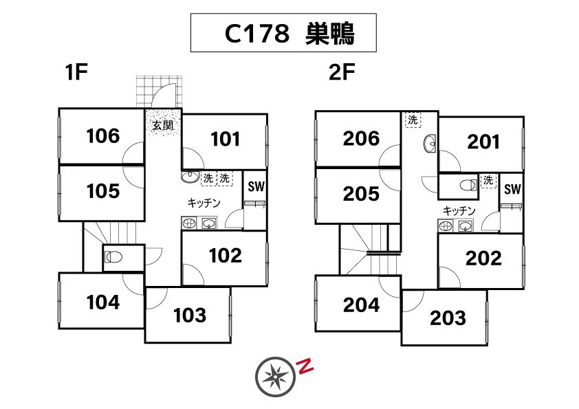 C178/L294 Tokyoβ Nishigahara 4-chome 2 (co-living house Sugamo)間取り図