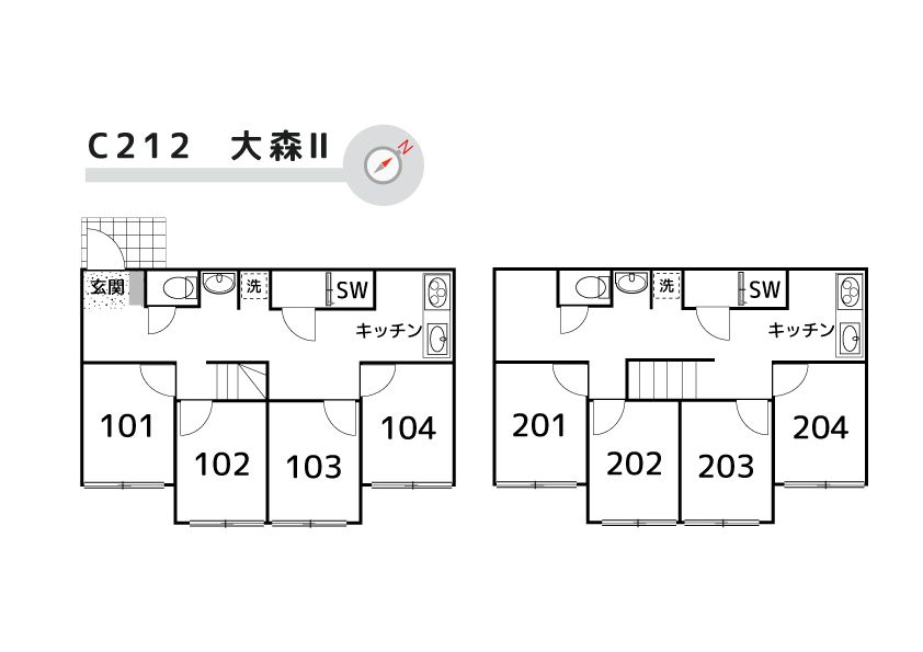 C212 co-living house OmoriⅡ間取り図