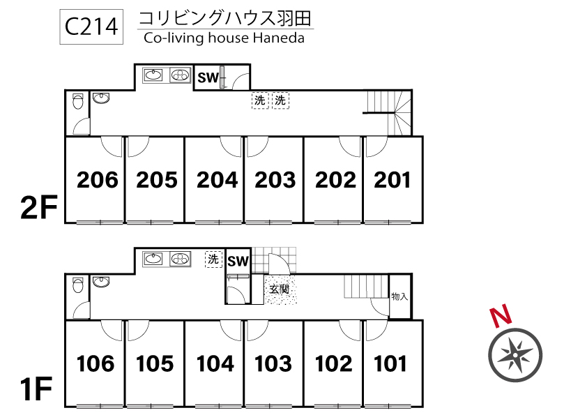 C214/J306 Tokyoβ 穴守稲荷2間取り図