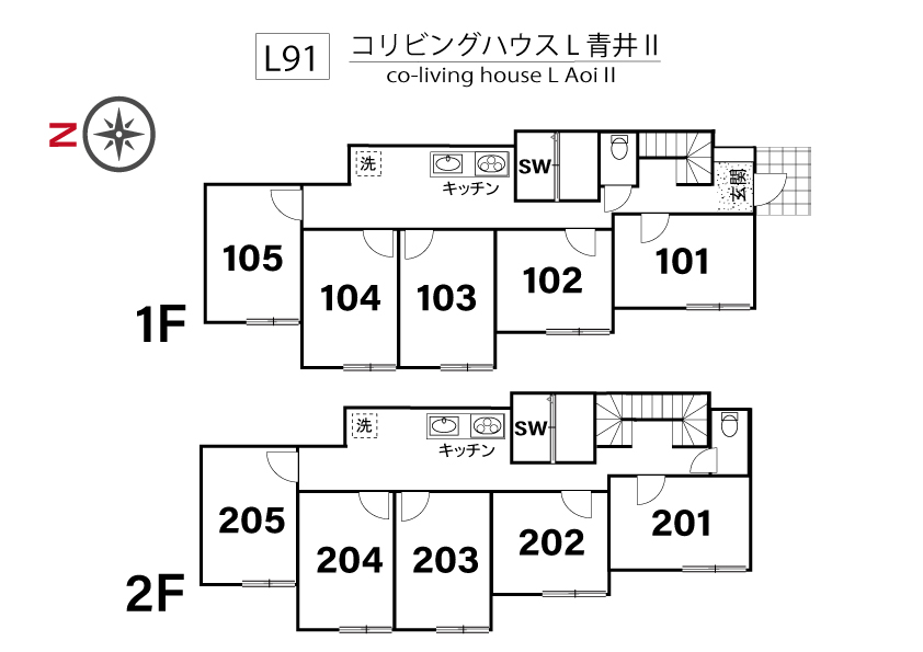 L91 Tokyoβ 青井3（コリビングハウス L 青井Ⅱ）間取り図