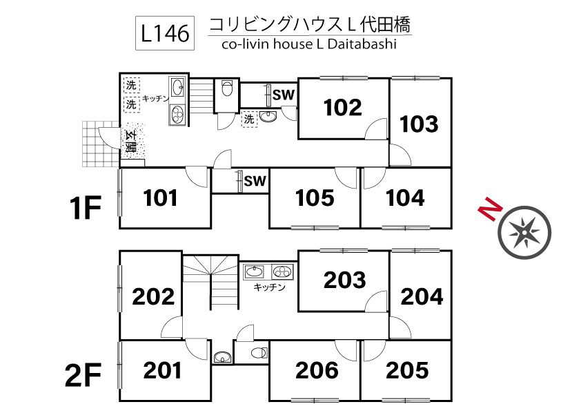 L146 Tokyoβ Daitabashi 1 (co-living house L Daitabashi)間取り図