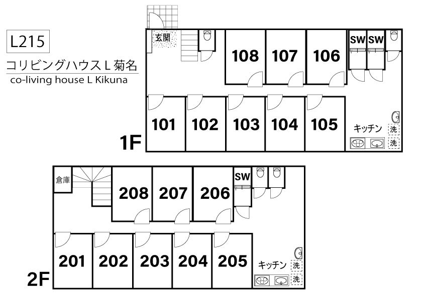 L215 Tokyoβ Kikuna (co-living house L Kikuna)間取り図