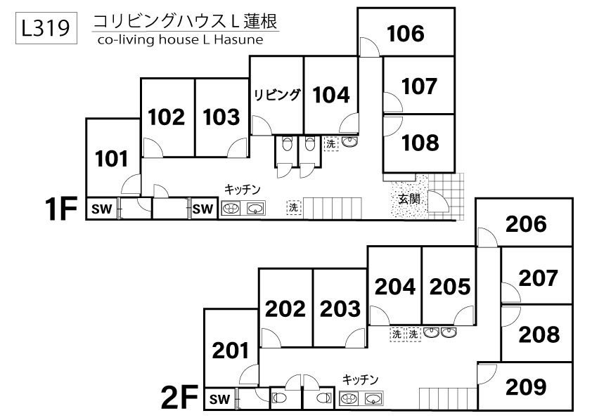 L319 Tokyoβ Hasune 2 (co-living house L Hasune)間取り図