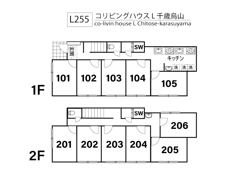 L255 Tokyoβ Chitose-karasuyama 4 (co-living house L Chitose-karasuyama)間取り図