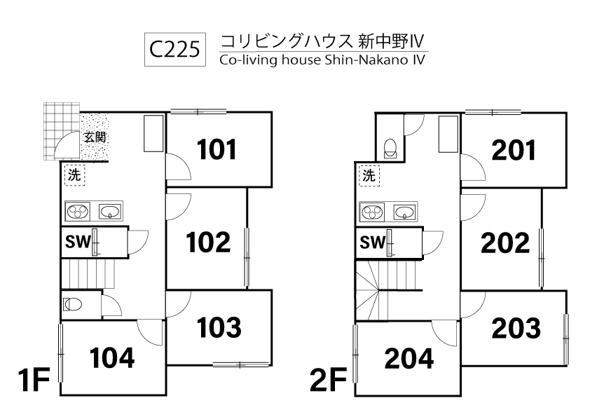 C225/K111 Tokyoβ 新中野5（コリビングハウス新中野Ⅳ）間取り図