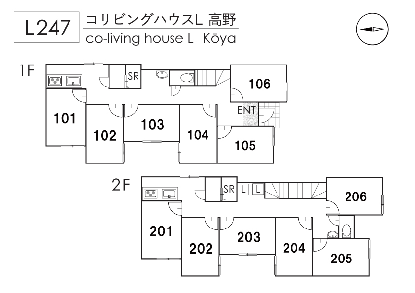 L247 Tokyoβ Koya 3 (co-living house L Koya)間取り図