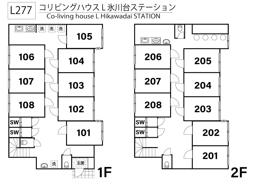 L277 Tokyoβ Hikawadai 4 (co-living house L Hikawadai STATION)間取り図