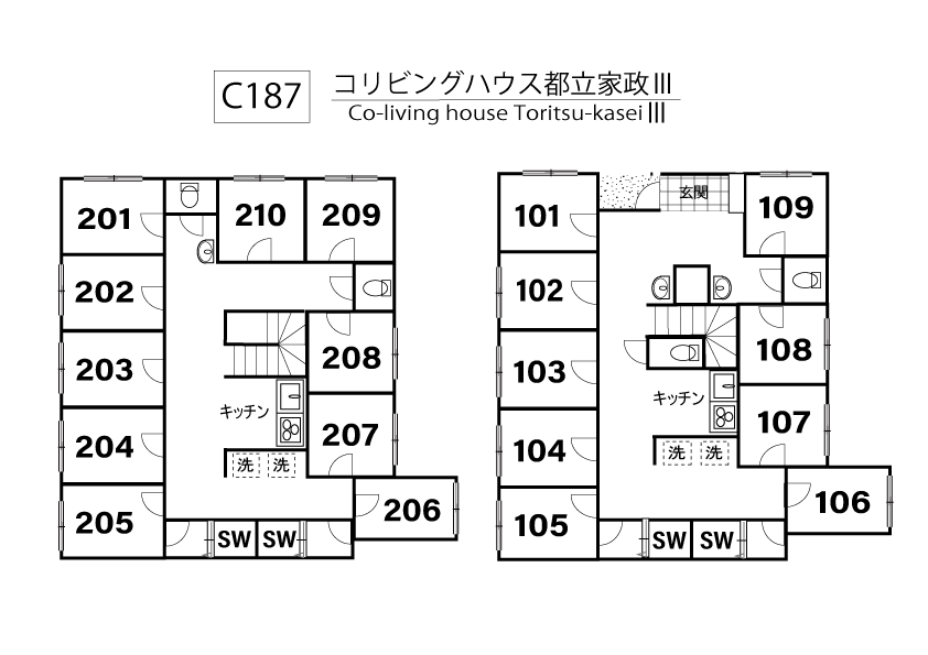 C187/J215 Tokyoβ 都立家政1間取り図